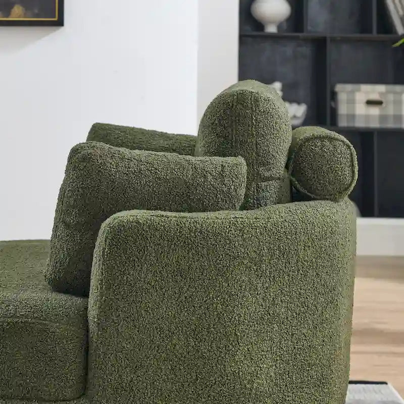 Green Modern 52 Swivel Barrel Chair with Storage Ottoman