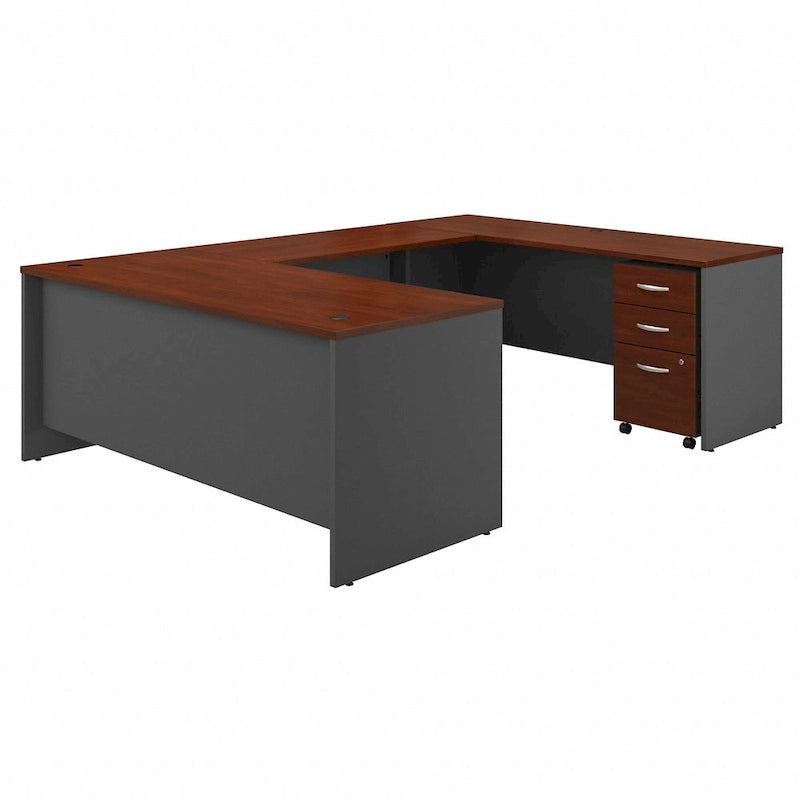 72W U Shaped Desk with Drawers by