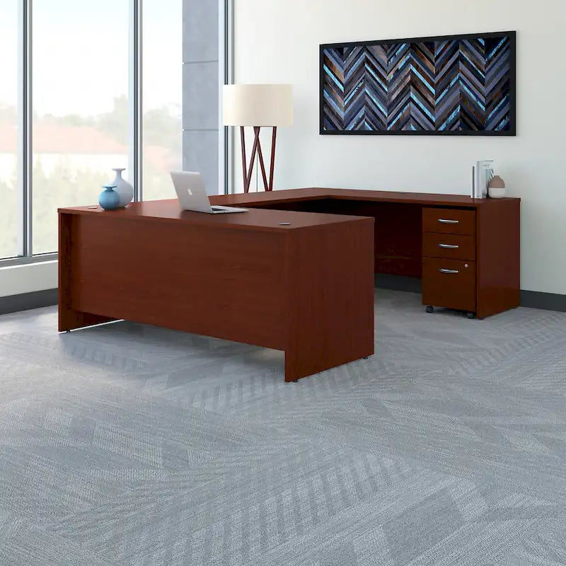 72W U Shaped Desk with Drawers by