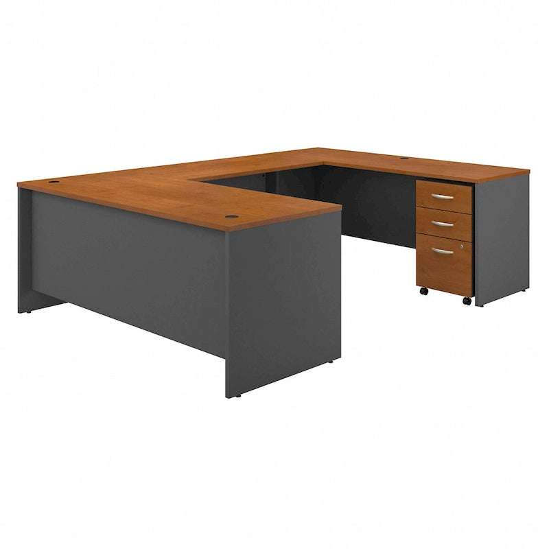 72W U Shaped Desk with Drawers by
