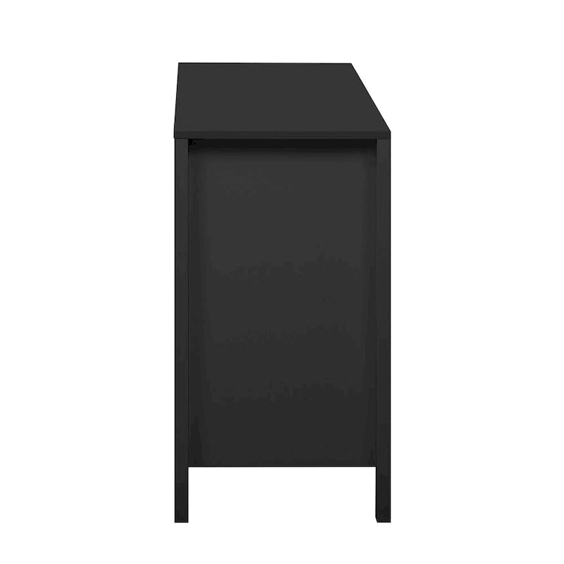 Entreekast met golfdesign-3 verstelbare planken, 3 lades en zacht sluitende deuren, opbergconsoletafel met metalen handgrepen