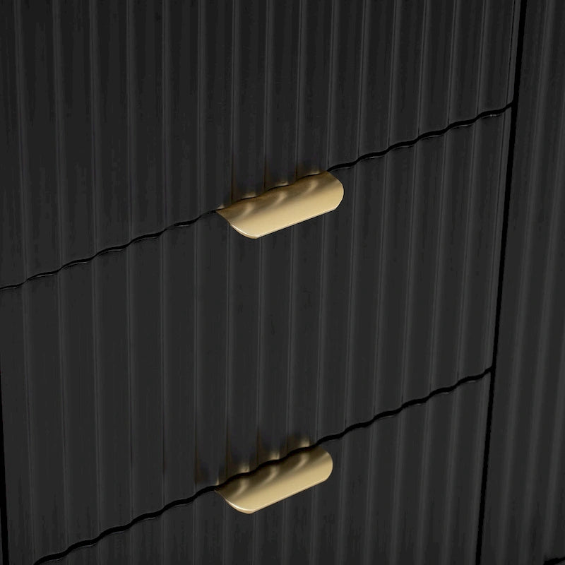 Entreekast met golfdesign-3 verstelbare planken, 3 lades en zacht sluitende deuren, opbergconsoletafel met metalen handgrepen