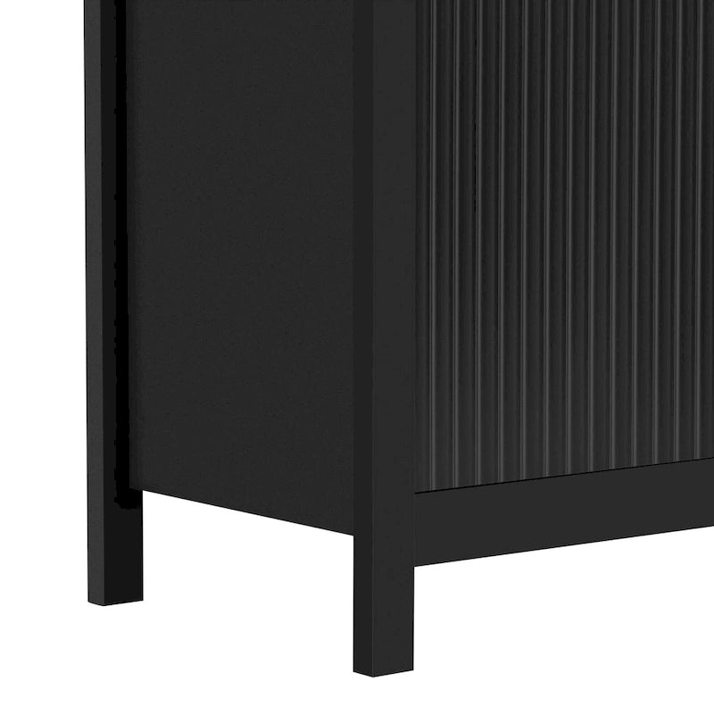 Entreekast met golfdesign-3 verstelbare planken, 3 lades en zacht sluitende deuren, opbergconsoletafel met metalen handgrepen