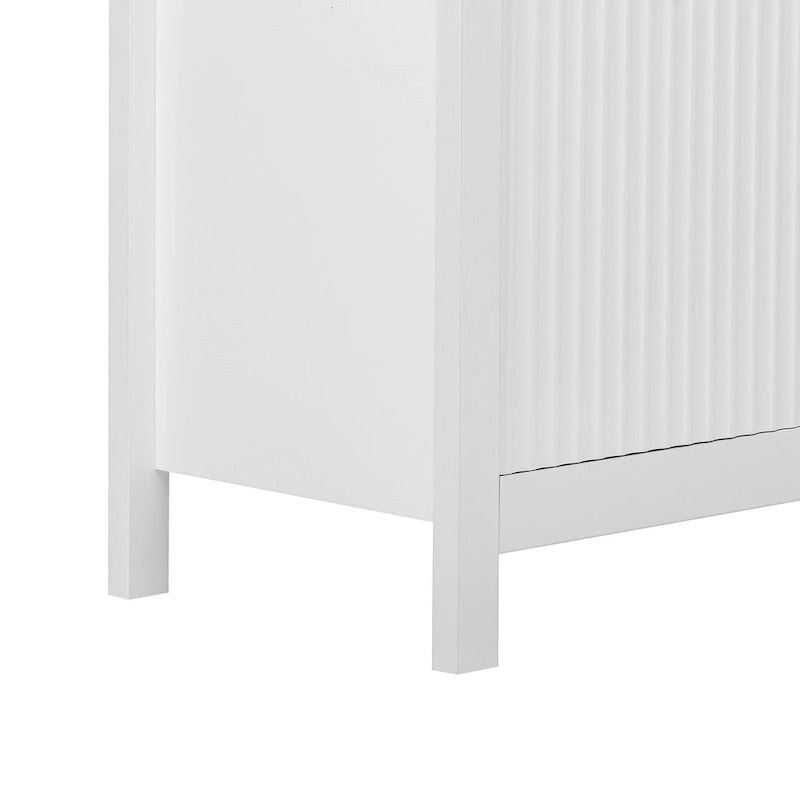 Entreekast met golfdesign-3 verstelbare planken, 3 lades en zacht sluitende deuren, opbergconsoletafel met metalen handgrepen
