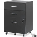 3-Drawer Locking Filing Cabinet with 5 Swivel Wheels and Adjustable File Hangers