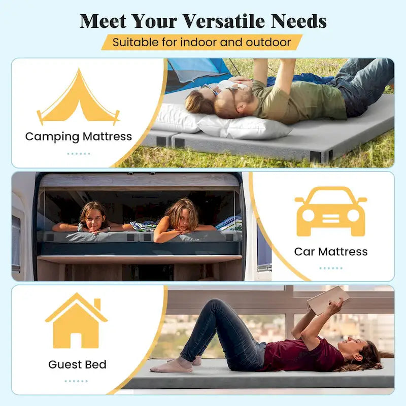 Campingmatratze aus Memory-Schaum mit rutschfester Unterseite und Reisetasche - Details anzeigen