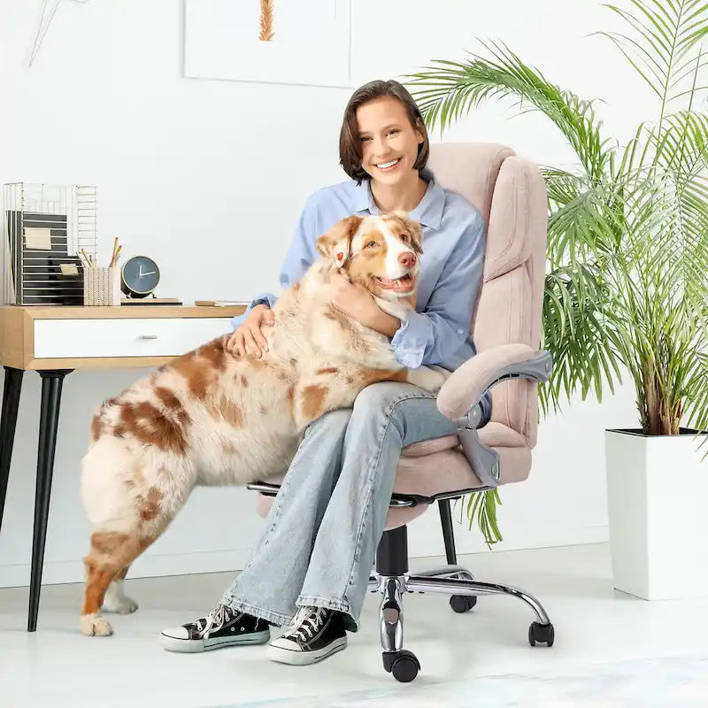 Cadeira de escritório com massagem aquecida e apoio para os pés, cadeira de secretária ergonómica reclinável com apoio lombar e altura ajustável.