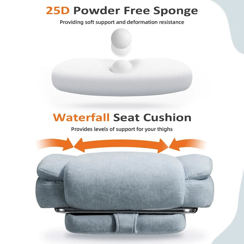 Cadeira de escritório com massagem aquecida e apoio para os pés, cadeira de secretária ergonómica reclinável com apoio lombar e altura ajustável.