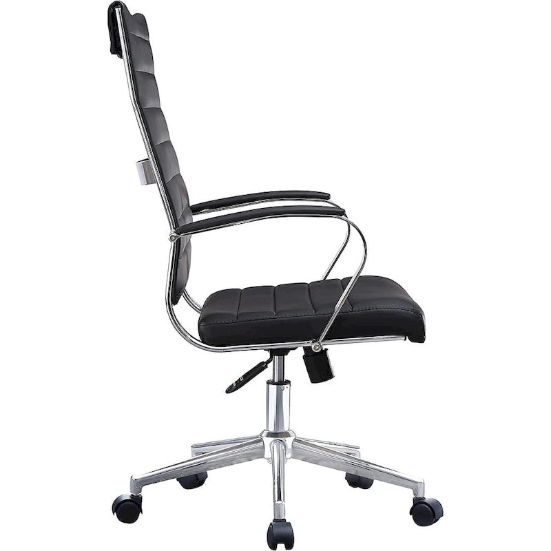 Moderne bruine bureaustoel met hoge rugleuning, geribd PU-leer, draaibaar, voor vergaderruimte, computerbureau, bezoekers, vintage retro, directie