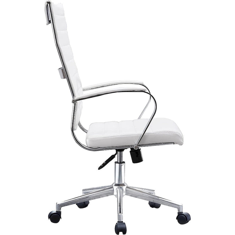 Moderne bruine bureaustoel met hoge rugleuning, geribd PU-leer, draaibaar, voor vergaderruimte, computerbureau, bezoekers, vintage retro, directie