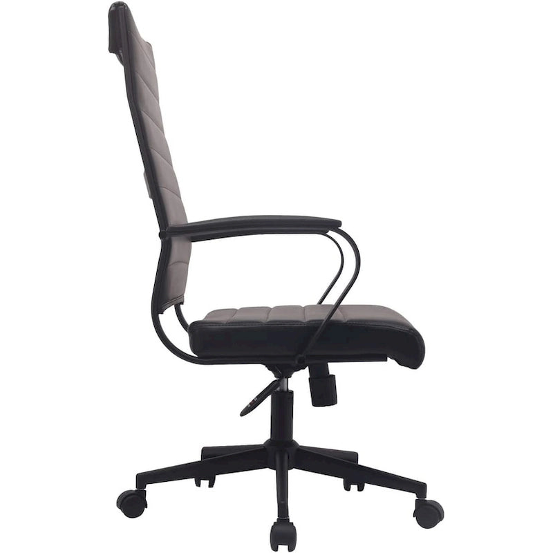 Moderne bruine bureaustoel met hoge rugleuning, geribd PU-leer, draaibaar, voor vergaderruimte, computerbureau, bezoekers, vintage retro, directie
