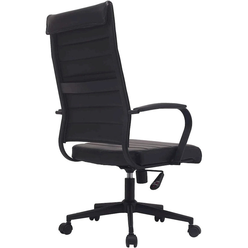 Moderne bruine bureaustoel met hoge rugleuning, geribd PU-leer, draaibaar, voor vergaderruimte, computerbureau, bezoekers, vintage retro, directie