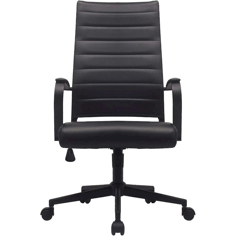 Moderne bruine bureaustoel met hoge rugleuning, geribd PU-leer, draaibaar, voor vergaderruimte, computerbureau, bezoekers, vintage retro, directie