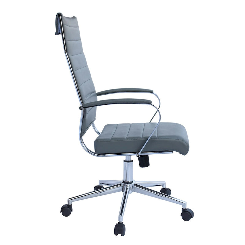 Moderne bruine bureaustoel met hoge rugleuning, geribd PU-leer, draaibaar, voor vergaderruimte, computerbureau, bezoekers, vintage retro, directie