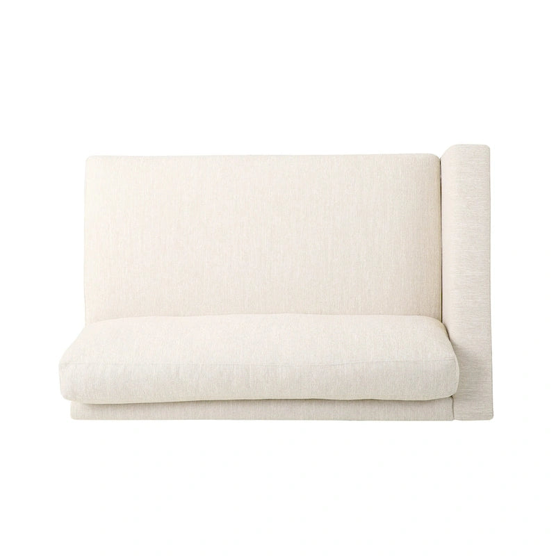 Sofá bege Modern 101 de 3 lugares com pernas de madeira e duas almofadas para a sala de estar