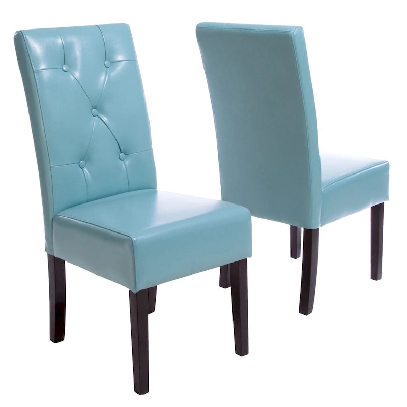 Blue Bonded Leather Dining Chair (Set of 2)