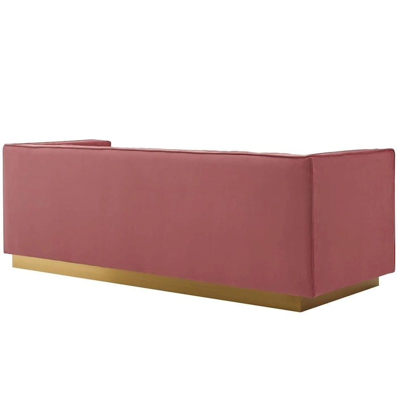 Vertical Channel Tufted Velvet Sofa
