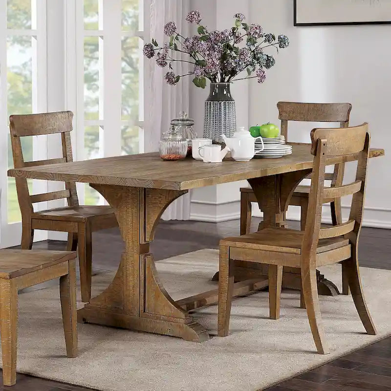 Rustic 76-inch Solid Wood Dining Table