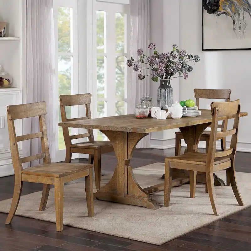 Rustic 76-inch Solid Wood Dining Table