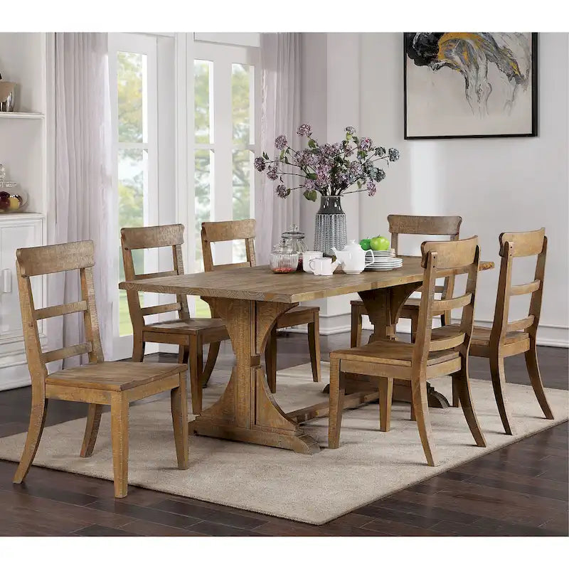 Rustic 76-inch Solid Wood Dining Table