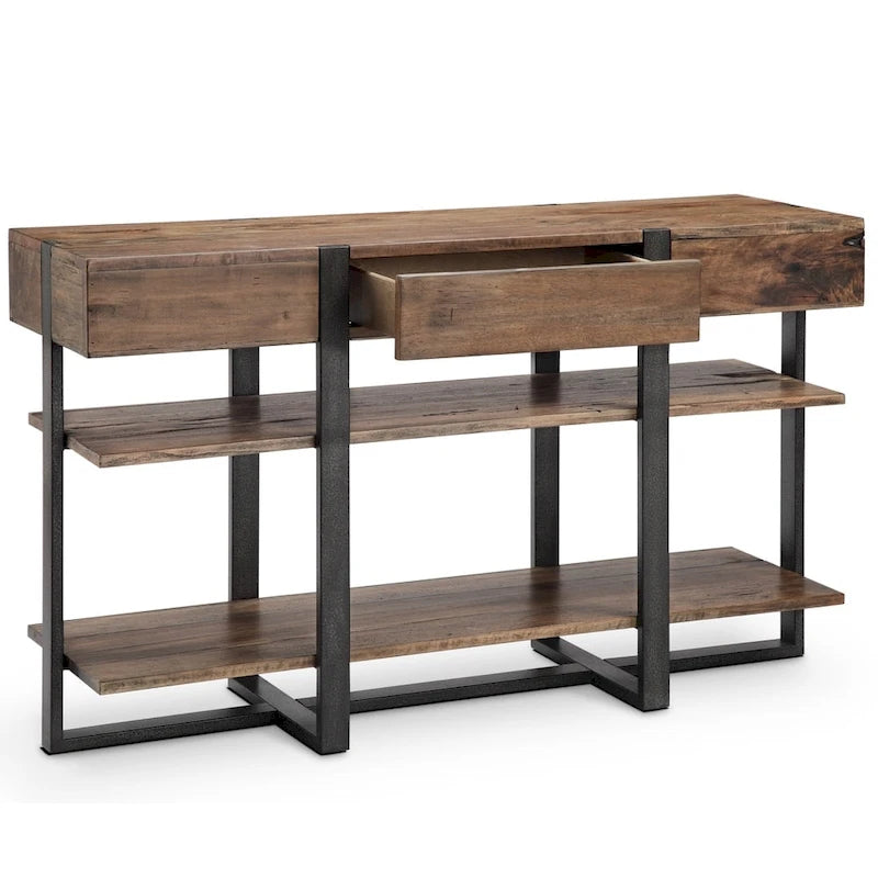 Modern Rustic Honey Finish Reclaimed Wood Console Table