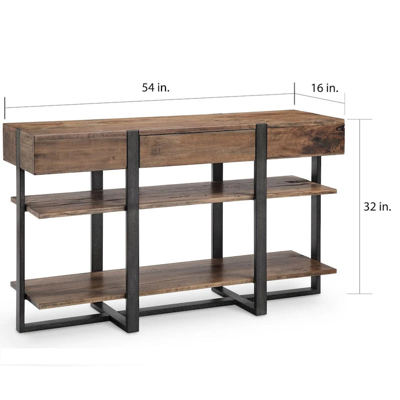 Modern Rustic Honey Finish Reclaimed Wood Console Table