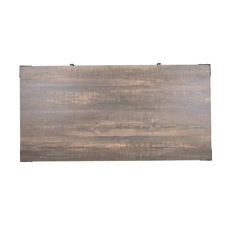 Table basse rustique de rangement en acier noir et noyer foncé de 48 pouces par