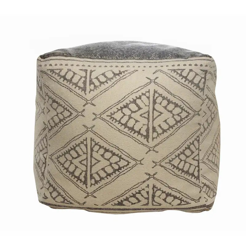 Handgefertigter geometrischer Pouf im rustikalen Landhausstil
