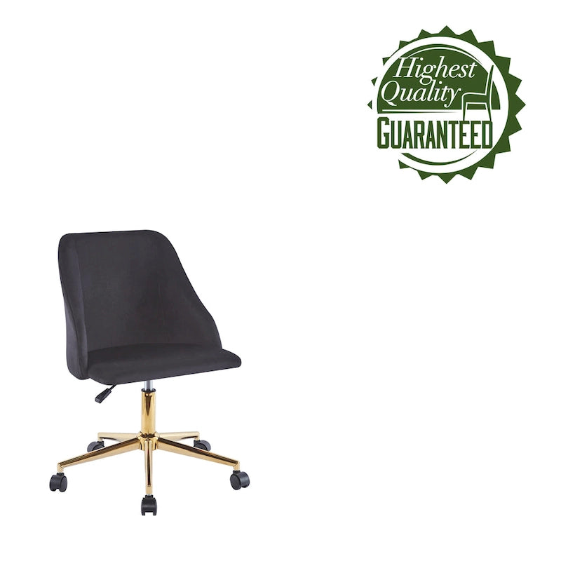 Chaise de bureau pivotante en velours, pieds chromés dorés