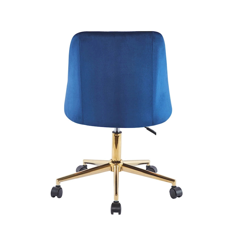 Chaise de bureau pivotante en velours, pieds chromés dorés