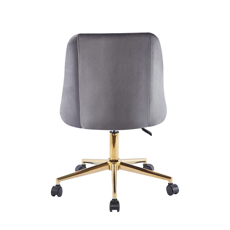 Chaise de bureau pivotante en velours, pieds chromés dorés