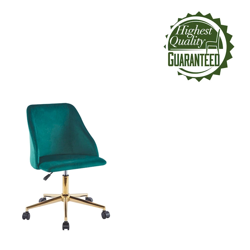 Chaise de bureau pivotante en velours, pieds chromés dorés