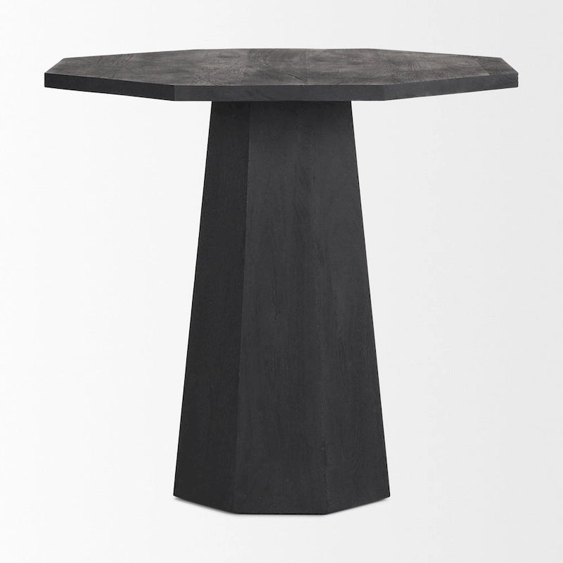 Mesa hexagonal castanha-escura de madeira maciça para entrada