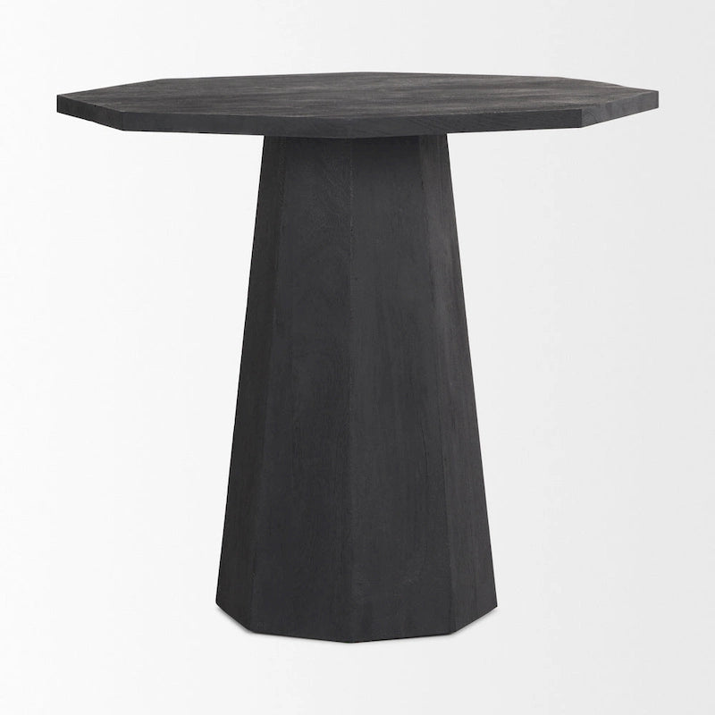 Mesa hexagonal castanha-escura de madeira maciça para entrada