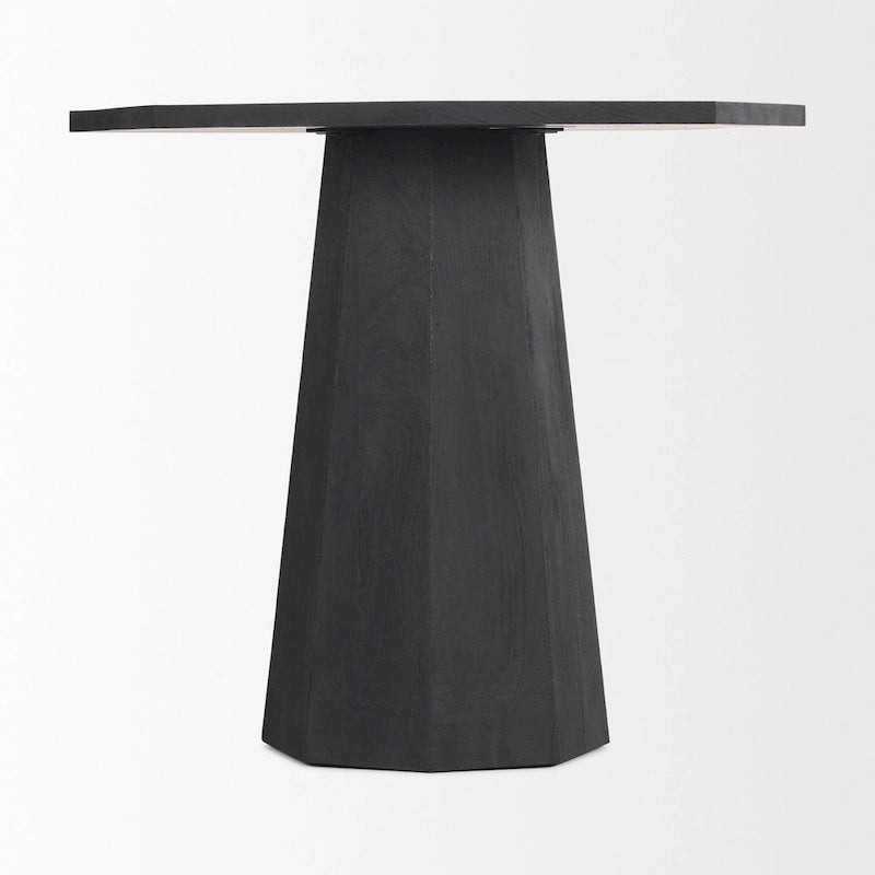 Mesa hexagonal castanha-escura de madeira maciça para entrada