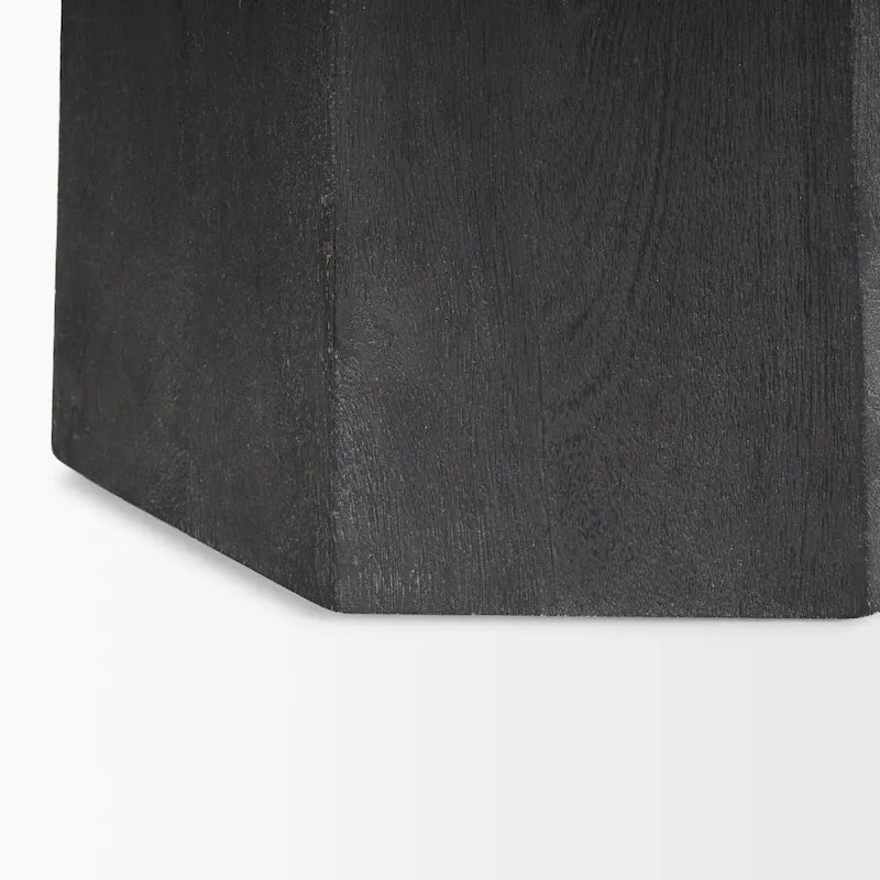 Mesa hexagonal castanha-escura de madeira maciça para entrada