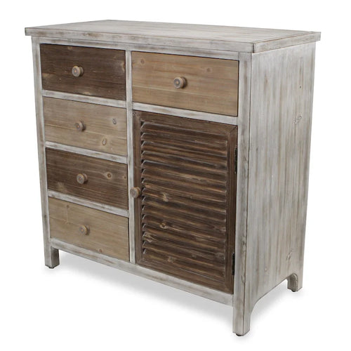 Meuble d'appoint rustique marron 32 en bois massif avec cinq tiroirs - 31.75