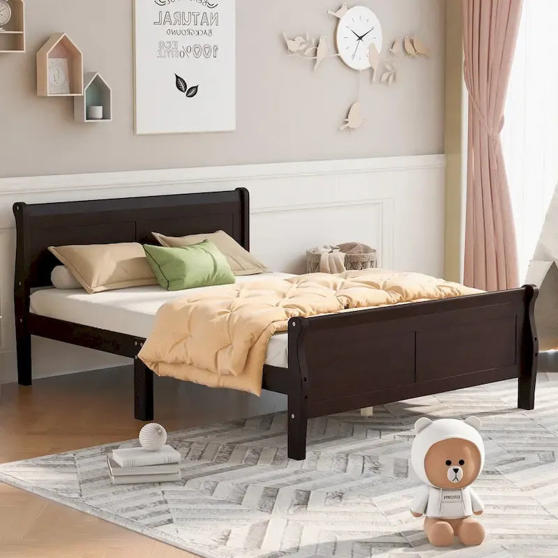 Holz-Plattformbett in Queen-Size mit Kopfteil