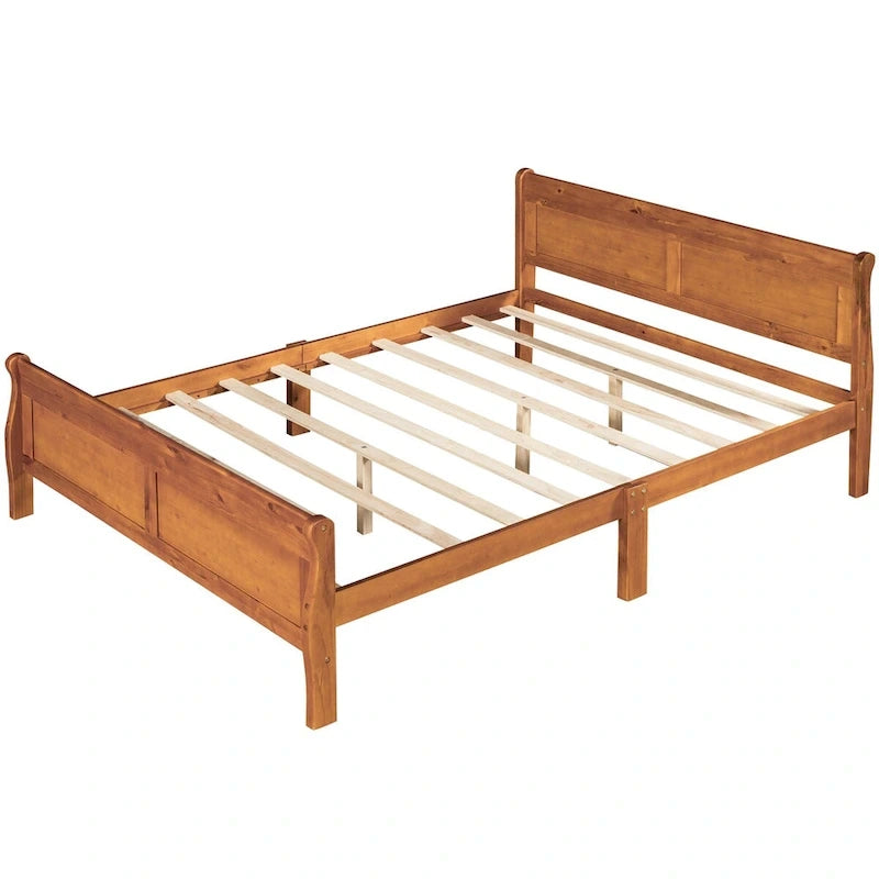 Holz-Plattformbett in Queen-Size mit Kopfteil