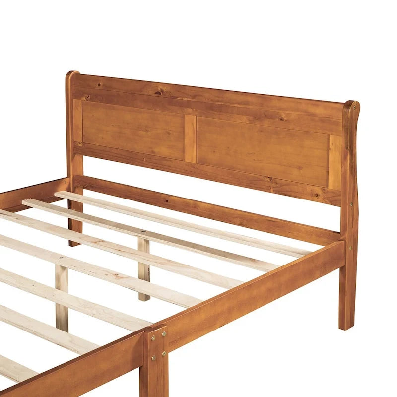 Holz-Plattformbett in Queen-Size mit Kopfteil