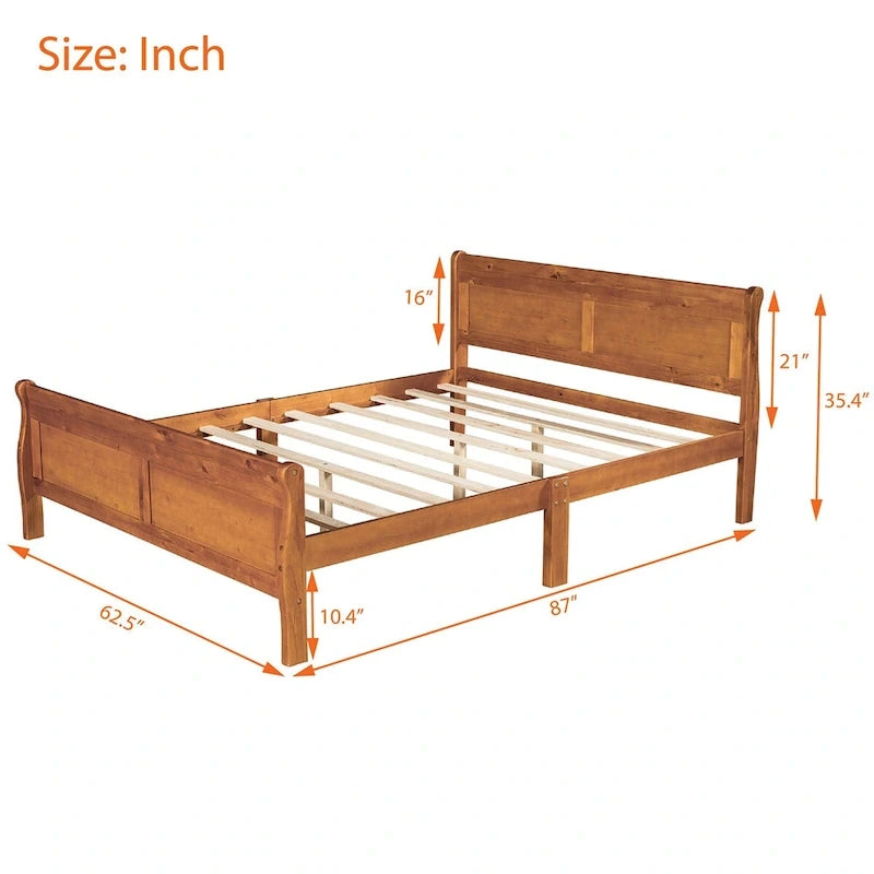 Holz-Plattformbett in Queen-Size mit Kopfteil