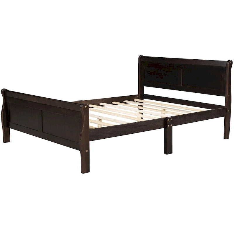 Holz-Plattformbett in Queen-Size mit Kopfteil