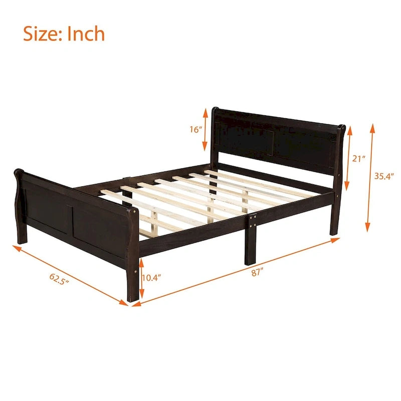 Holz-Plattformbett in Queen-Size mit Kopfteil