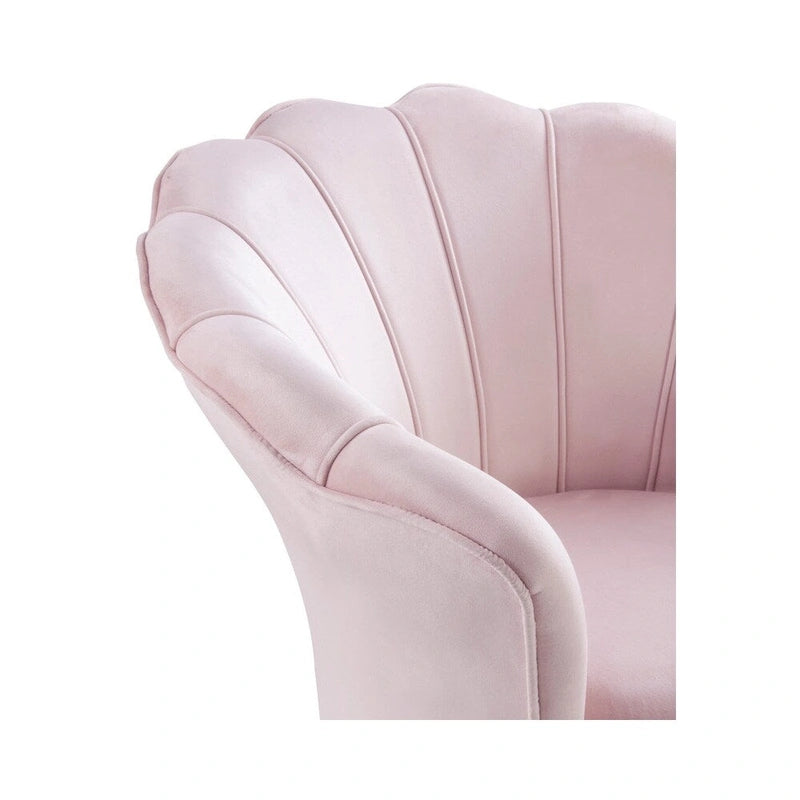 Velvet Scalloped Back Barrel Accent Chair with Metal Legs