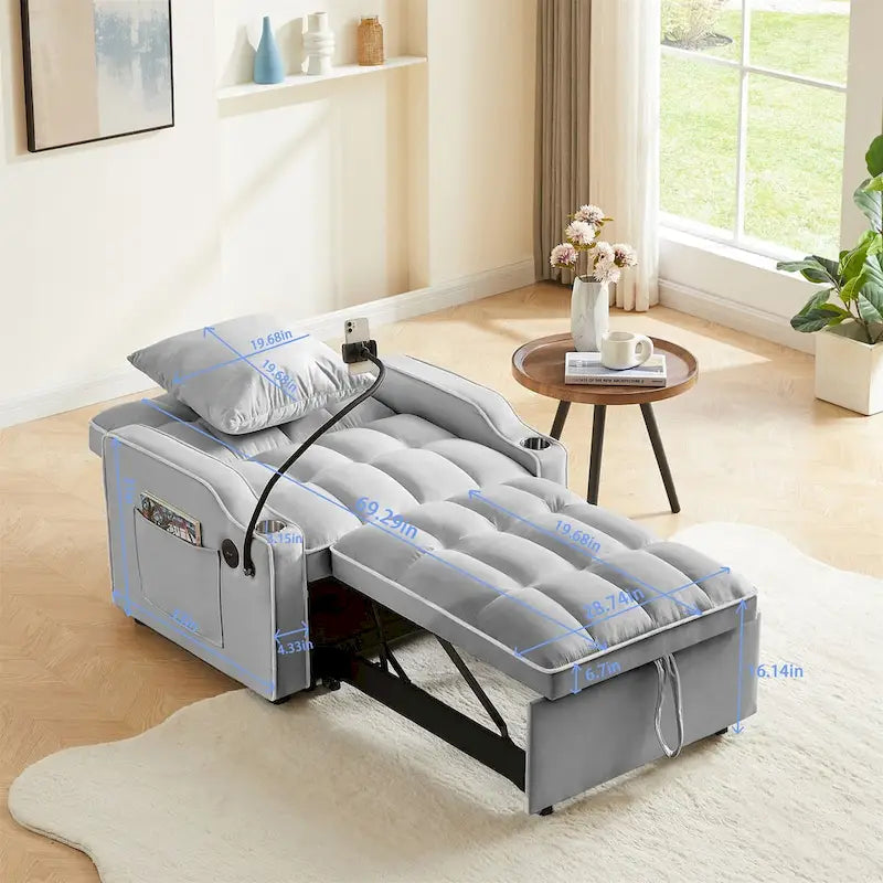 Schlafsofa mit USB-Anschluss und Getränkehaltern