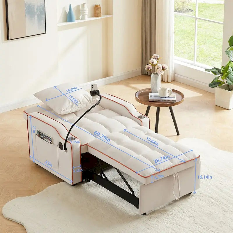 Schlafsofa mit USB-Anschluss und Getränkehaltern