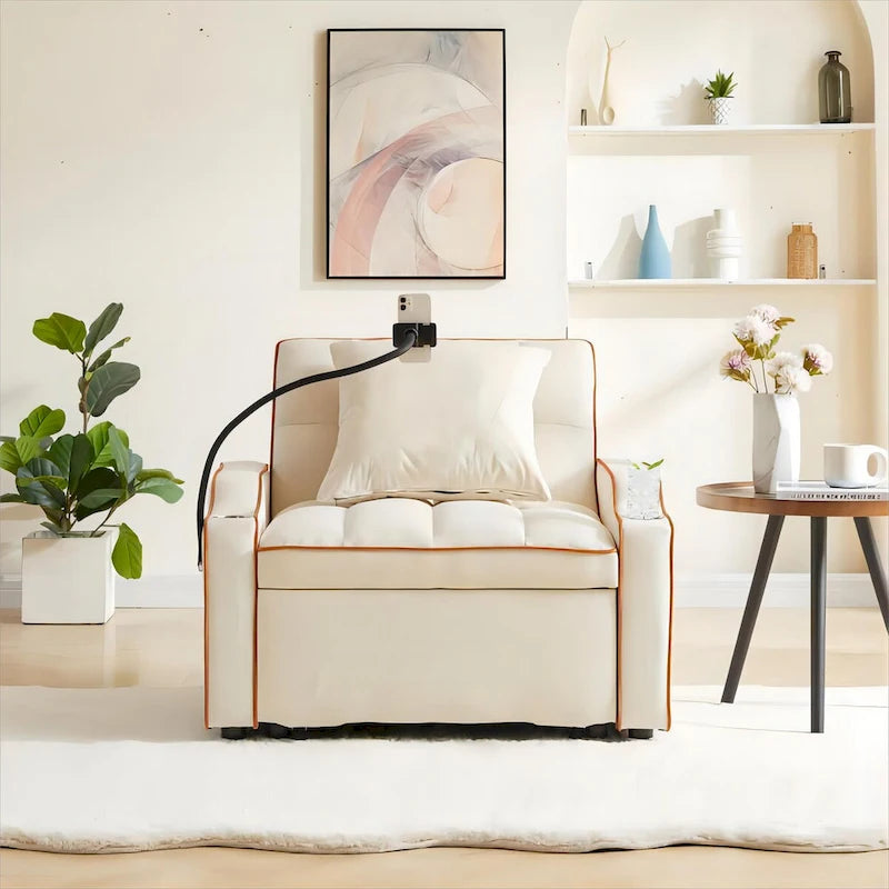 Schlafsofa mit USB-Anschluss und Getränkehaltern