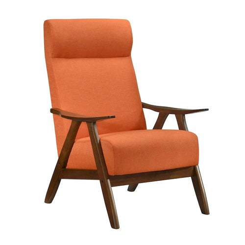 Fauteuil d'appoint de 32 pouces, lin polyester orange, bois massif