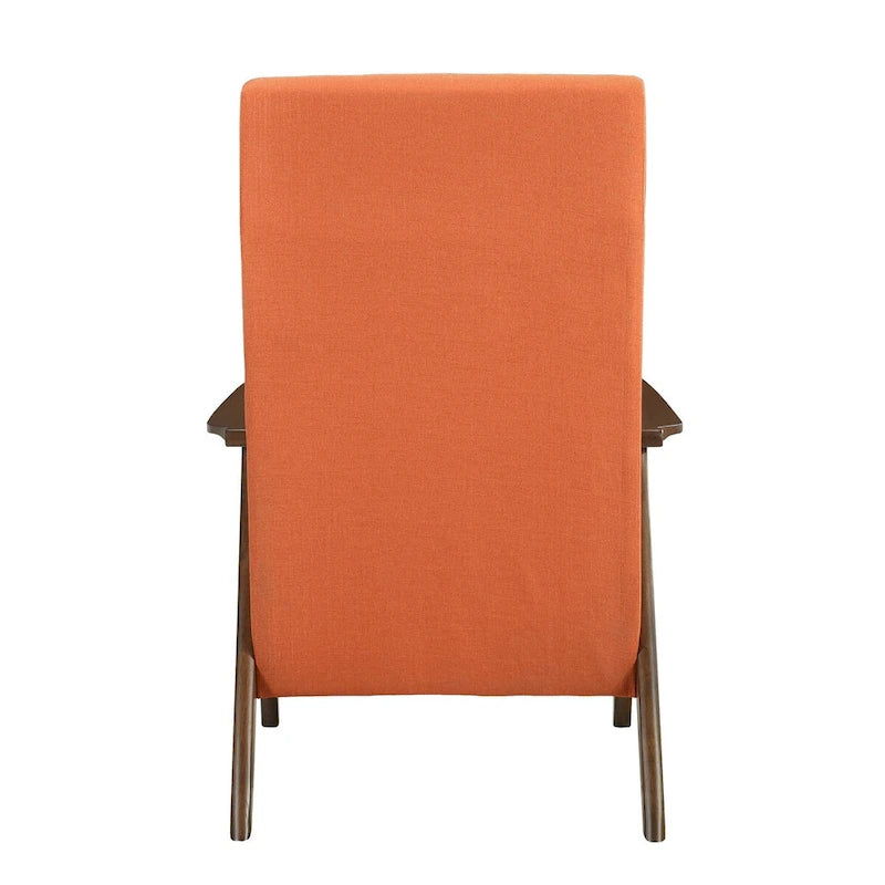 32 Inch Accent Chair Armchair, Orange Polyester Linen, Solid Wood