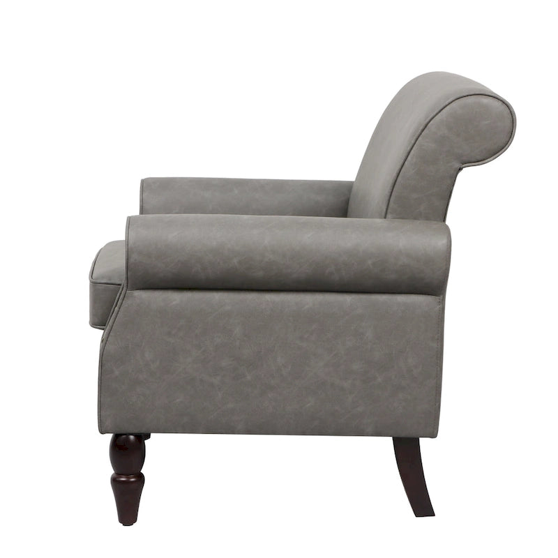 2 Set Nailheads Accent Chair Faux Leather Armchair